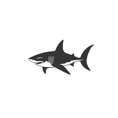 Fototapeta premium Powerful Shark Silhouette A Minimalist Design, Black on White, Striking and Bold Graphic