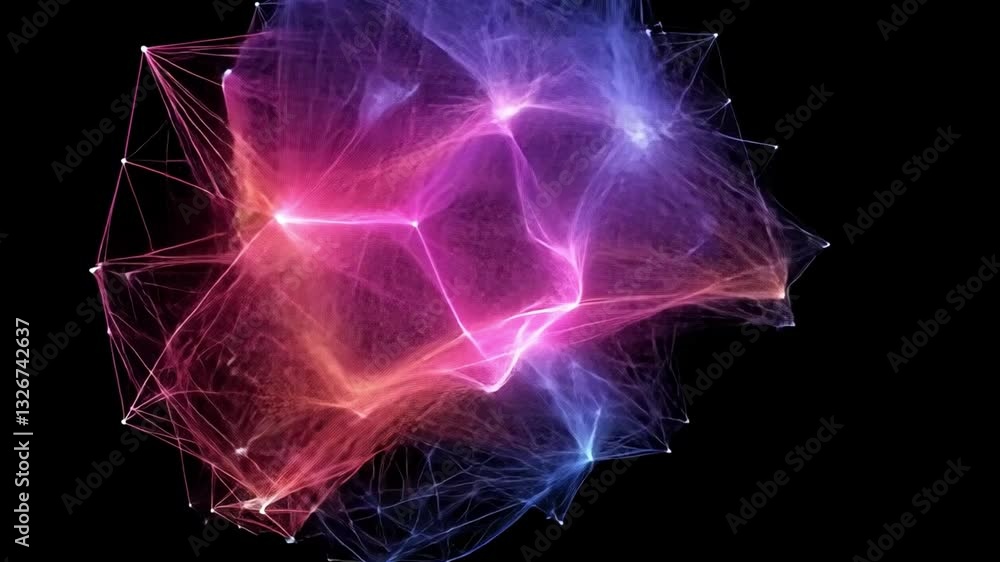 Aufkleber vibrant abstract digital network of interconnected lines and nodes in pink, purple, and blue hues on