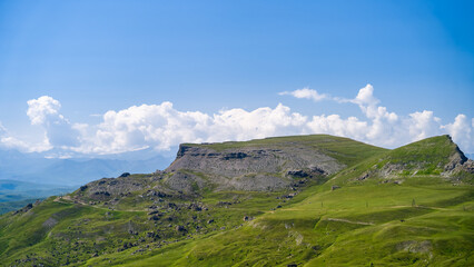 a green mountain plateau. summer on the mountain plateau