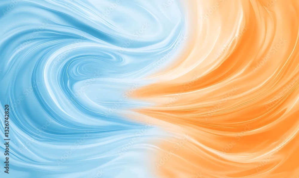 Aufkleber swirling blue and orange patterns create a dynamic, abstract image.