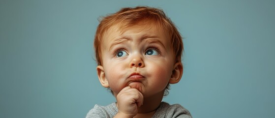 Baby Biting Lower Lip with Confused Expression While Thinking Deeply