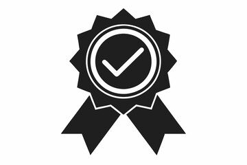 approved or certified medal icon line art silhouette vector illustration