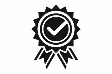 approved or certified medal icon line art silhouette vector illustration