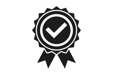approved or certified medal icon line art silhouette vector illustration