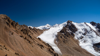 rocky mountain peaks. ancient glaciers on mountain peaks