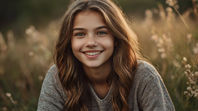 portrait of a smiling young teenage girl