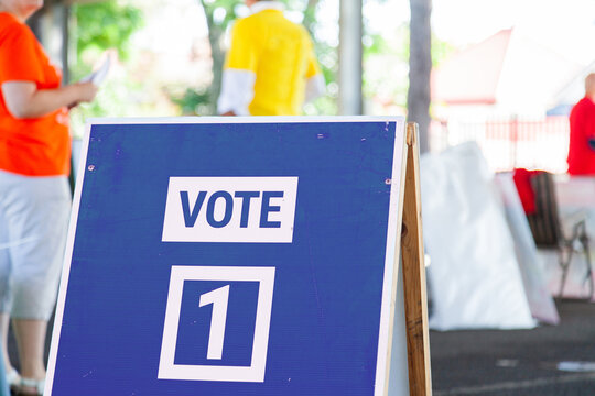 Vote one sign at polling place in NSW Australia