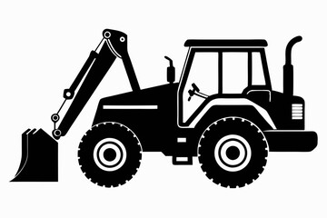 Naklejka premium backhoe loader line art silhouette vector illustration