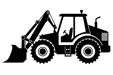 backhoe loader line art silhouette vector illustration