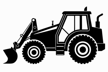 backhoe loader line art silhouette vector illustration