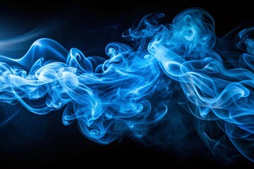 Dreamy Blue Smoke Swirls: Abstract Double Exposure Background