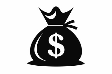 dollar bag line art silhouette vector illustration