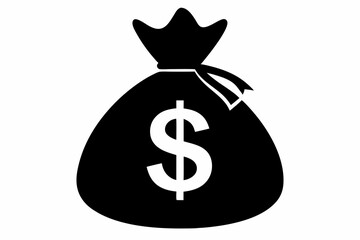 dollar bag line art silhouette vector illustration