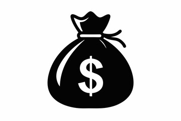 dollar bag line art silhouette vector illustration