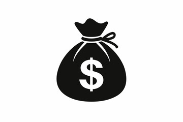 dollar bag line art silhouette vector illustration