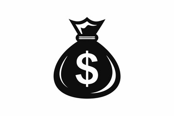 dollar bag line art silhouette vector illustration