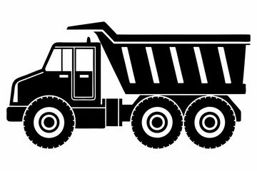 dump truck line art silhouette vector illustration