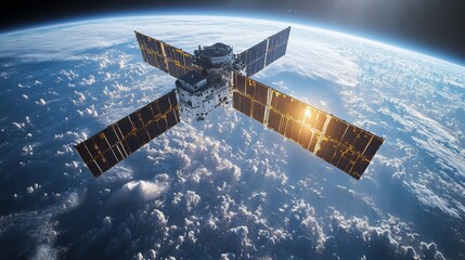 Obraz premium This advanced satellite is performing telemetry operations as it orbits Earth, capturing real-time images for surveillance and analysis.