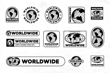 Collection of Worldwide Globe Logos in Grayscale Design