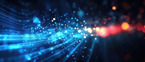 Fototapeta premium Abstract blue and red light trails with bokeh effects