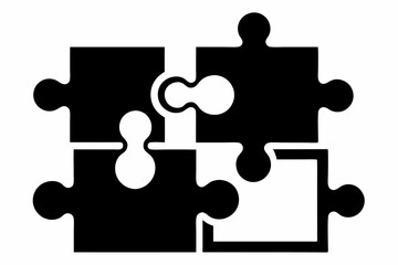 jigsaw line art silhouette vector illustration
