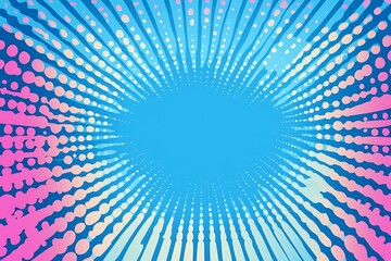 Obraz premium Halftone dot pattern on blue background in comic pop art style