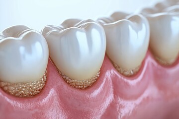 Dental calculus tartar plaque buildup on molar teeth with detailed gums 3D rendering close up