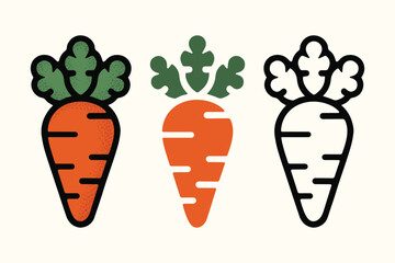 Carrot vector illustration and carrot icon set