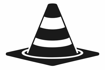 traffic cone line art silhouette vector illustration