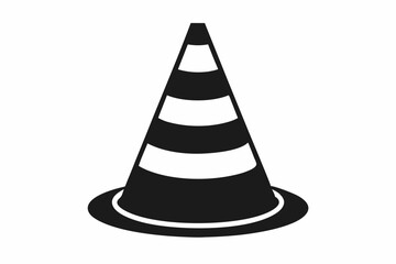 traffic cone line art silhouette vector illustration