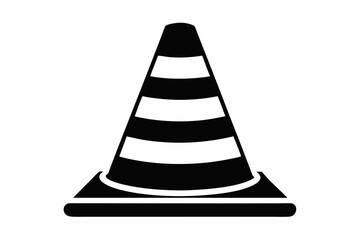 traffic cone line art silhouette vector illustration