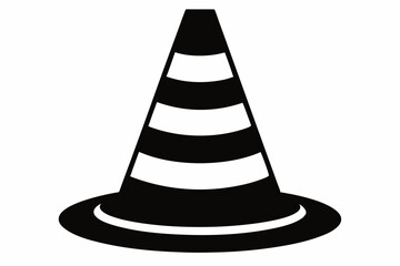traffic cone line art silhouette vector illustration