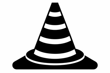 traffic cone line art silhouette vector illustration