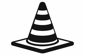 traffic cone line art silhouette vector illustration