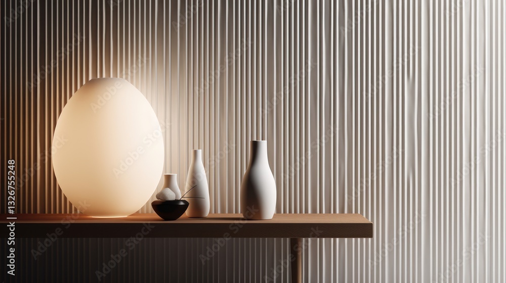 Poster minimalistic white textured surface contemporary abstract art vertical grooves ambient lighting patt