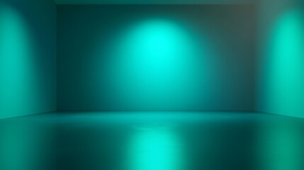 Obraz premium Modern abstract studio with blue green lighting and digital tech feel