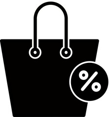 Shopping bag with percentage sign icon. Shopping discount vector icon. Replaceable vector design.