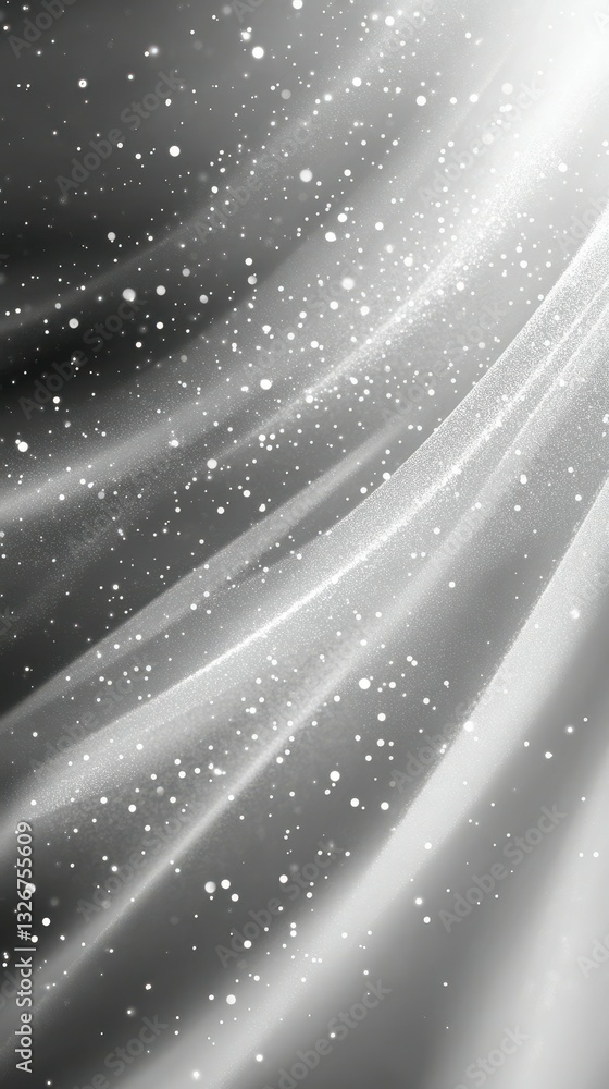 Poster elegant flowing fabric with shimmering particles in a soft monochrome setting