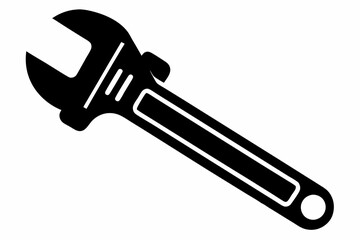 wrench line art silhouette vector illustration