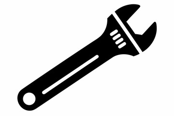 wrench line art silhouette vector illustration