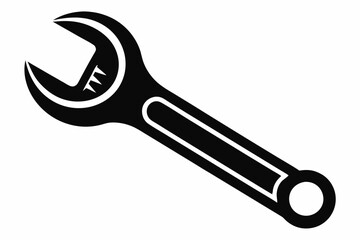 wrench line art silhouette vector illustration