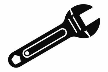 wrench line art silhouette vector illustration