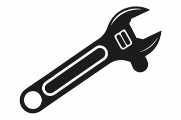 wrench line art silhouette vector illustration