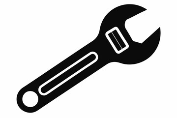 wrench line art silhouette vector illustration