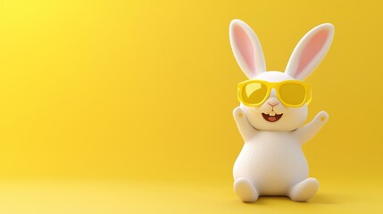 Adorable Easter Bunny: A White Rabbit in Stylish Yellow Glasses