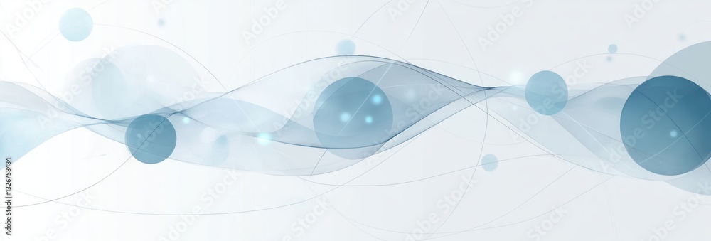 Poster abstract geometric pattern with interconnected circles and lines in pastel blue and gray