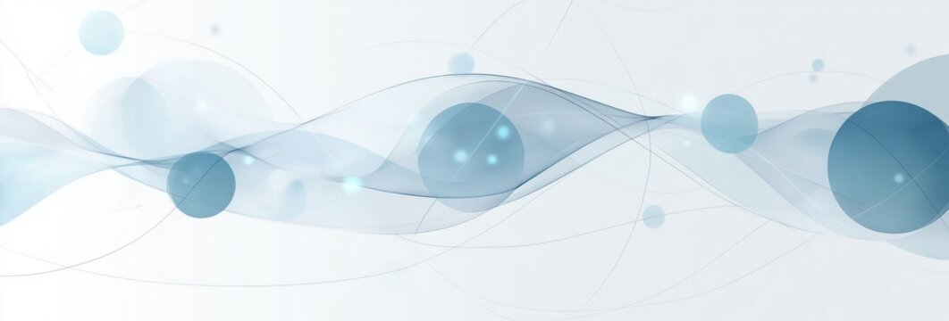 Abstract Geometric Pattern with Interconnected Circles and Lines in Pastel Blue and Gray
