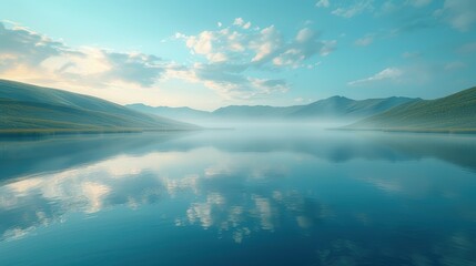Fototapeta premium Mountain Lake With Reflective Waters Under a Vibrant Sky