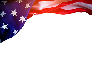 American flag isolated on white or transparent background 