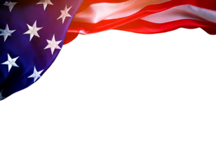 American flag isolated on white or transparent background 